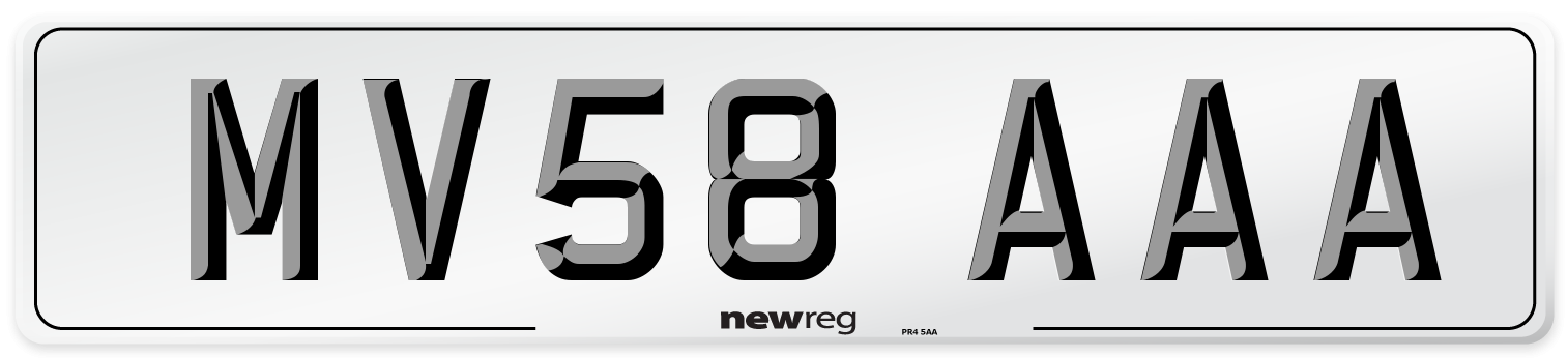 MV58 AAA Number Plate from New Reg
